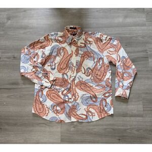 Alan Flusser Button Up Long Sleeve Shirt Mens Large Colorful Paisley 100% Cotton